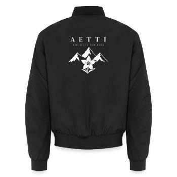 Aetti – Der Beste vom Berg – Alpen Silhouette Art - Unisex Bomberjacke - Schwarz - Hinten - AI Model Male 185 light (185cm)