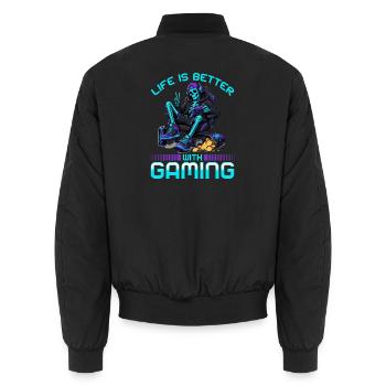 Jeu de Skeleton Gaming Halloween - Bomber unisexe - noir - Dos - AI Model Male 185 light (185cm)