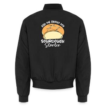 Bread Baker Bakery Bread Roll Baking - Unisex Bomber Jacket - black - Back - AI Model Male 185 light (185cm)