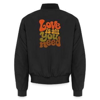 Liebe ist alles, was du brauchst Retro - Unisex Bomberjacke - Schwarz - Hinten - AI Model Male 185 light (185cm)