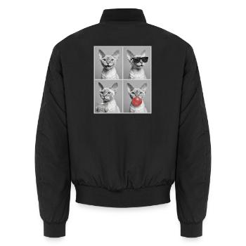 Katzen Devon Rex Katze - Unisex Bomberjacke - Schwarz - Hinten - AI Model Male 185 light (185cm)