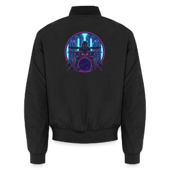 Drummer Steampunk - Unisex Bomber Jacket - black - Back - AI Model Male 185 light (185cm)