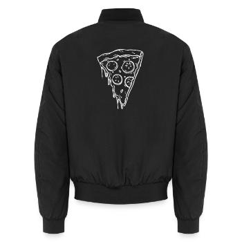 Pizza Slice Line Art - Unisex Bomber Jacket - black - Back - AI Model Male 185 light (185cm)