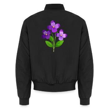 Fleurs de violettes - Bomber unisexe - noir - Dos - AI Model Male 185 light (185cm)