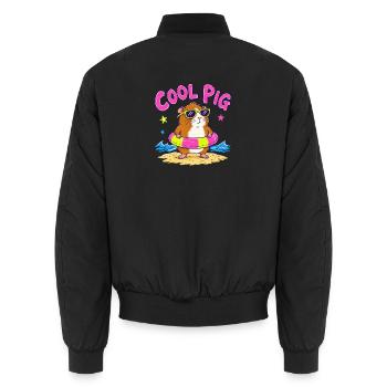Cool Guinea Pig Sunglasses Summer Fun - Unisex Bomber Jacket - black - Back - AI Model Male 185 light (185cm)