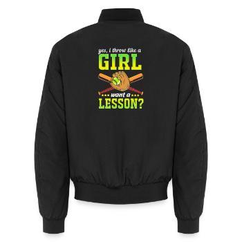 Softball Mom - Unisex Bomber Jacket - black - Back - AI Model Male 185 light (185cm)