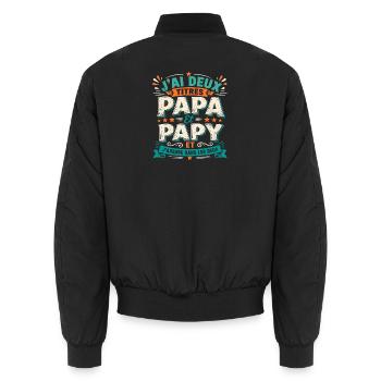 J'ai Deux Titres Papa Et Papy - Bomber unisexe - noir - Dos - AI Model Male 185 light (185cm)