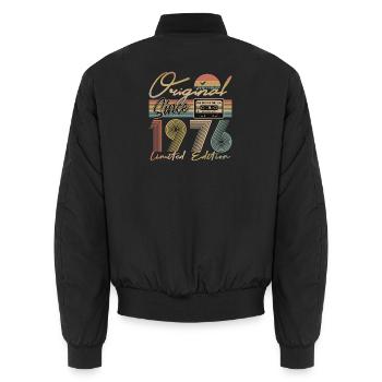 50e anniversaire, 50 ans - Bomber unisexe - noir - Dos - AI Model Male 185 light (185cm)