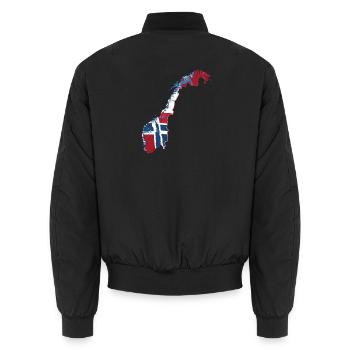  Norwegen Karte Flagge Skandinavien Reise - Unisex Bomberjacke - Schwarz - Hinten - AI Model Male 185 light (185cm)