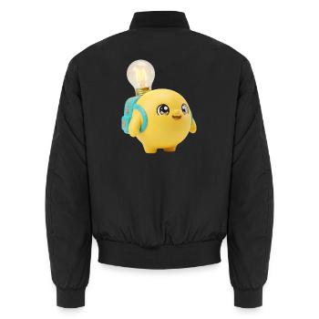 Mascotte jaune mignonne de l’école avec une ampoule Planète Ba - Bomber unisexe - noir - Dos - AI Model Male 185 light (185cm)