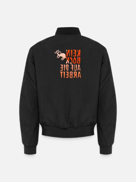 Lustige Spiegelschrift "Kein Bock auf die Arbeit" - Unisex Bomberjacke - Schwarz
