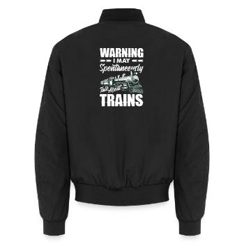 Warnung Ich Könnte Spontan Über Züge Reden - Unisex Bomberjacke - Schwarz - Hinten - AI Model Male 185 light (185cm)