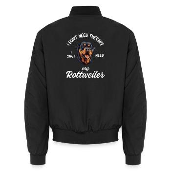Rottweiler-Therapiehund - Unisex Bomberjacke - Schwarz - Hinten - AI Model Male 185 light (185cm)