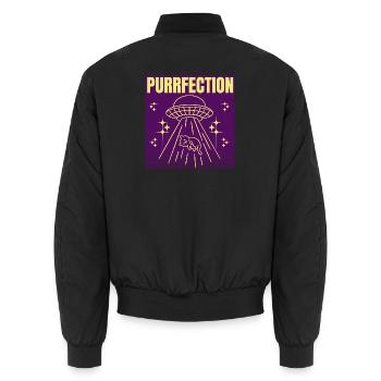 UFO Katze Spruch - Unisex Bomberjacke - Schwarz - Hinten - AI Model Male 185 light (185cm)