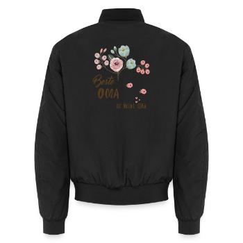 Beste Oma Blütenbotschaft - Unisex Bomberjacke - Schwarz - Hinten - AI Model Male 185 light (185cm)