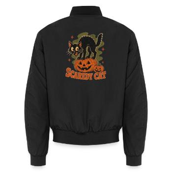 Angsthase am Kürbis-Halloween - Unisex Bomberjacke - Schwarz - Hinten - AI Model Male 185 light (185cm)