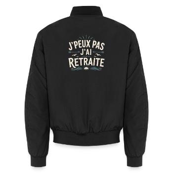 I can't I retired - Unisex Bomber Jacket - black - Back - AI Model Male 185 light (185cm)