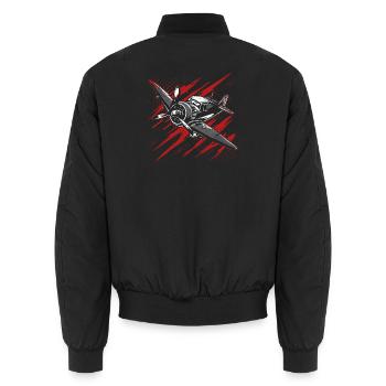 Propeller Plane Sketch - Unisex Bomber Jacket - black - Back - AI Model Male 185 light (185cm)