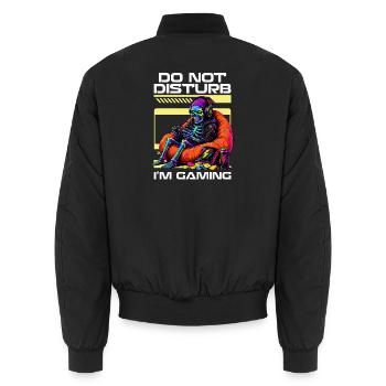 Skeleton Gamer Gaming Halloween - Unisex Bomber Jacket - black - Back - AI Model Male 185 light (185cm)