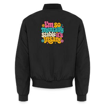Psychedelischer Stabilitäts-Slogan - Unisex Bomberjacke - Schwarz - Hinten - AI Model Male 185 light (185cm)