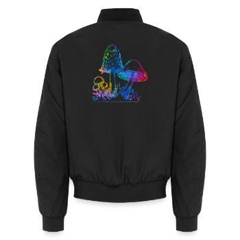 Mixed Rainbow Mushrooms - Unisex Bomberjacke - Schwarz - Hinten - AI Model Male 185 light (185cm)