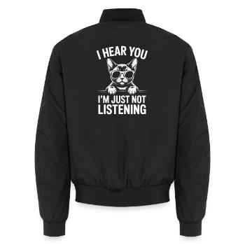 Devon Rex Spruch Katze Lustiges Devon Rex Geschenk - Unisex Bomberjacke - Schwarz - Hinten - AI Model Male 185 light (185cm)