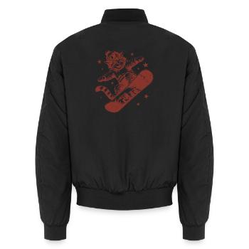 Lustige Skateboard-Katze Y2k Grunge-Vintage-Katze - Unisex Bomberjacke - Schwarz - Hinten - AI Model Male 185 light (185cm)
