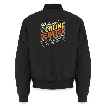 Professioneller Online-Debattierer - Unisex Bomberjacke - Schwarz - Hinten - AI Model Male 185 light (185cm)