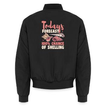 Muscheln sammeln Strand Urlaub Geschenk Spruch - Unisex Bomberjacke - Schwarz - Hinten - AI Model Male 185 light (185cm)