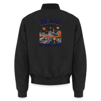 Vienna Austria Autumn Waltz Cityscape Art - Unisex Bomberjacke - Schwarz - Hinten - AI Model Male 185 light (185cm)