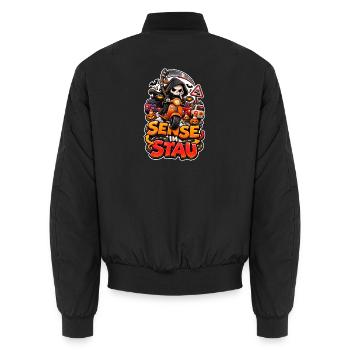 Sensenmann Roller Halloween Spruch Sense im Stau - Unisex Bomberjacke - Schwarz - Hinten - AI Model Male 185 light (185cm)