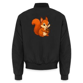 Niedliches Eichhörnchen mit Eichel - Unisex Bomberjacke - Schwarz - Hinten - AI Model Male 185 light (185cm)