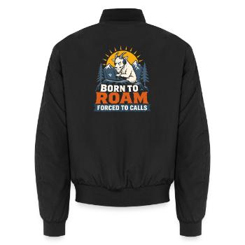 Born to Roam – Remote-Work-Ziege - Unisex Bomberjacke - Schwarz - Hinten - AI Model Male 185 light (185cm)