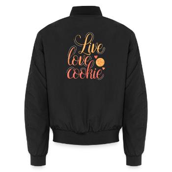 Cookie Plätzchen Keks - Unisex Bomberjacke - Schwarz - Hinten - AI Model Male 185 light (185cm)