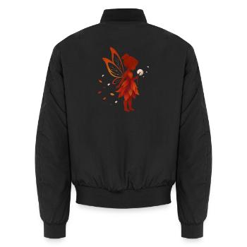 Kleine Fee – Wünsche werden Flügel - Unisex Bomberjacke - Schwarz - Hinten - AI Model Male 185 light (185cm)