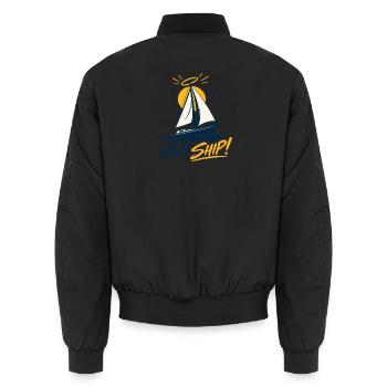 Holy Ship! – Lustiges Segler Design - Unisex Bomberjacke - Schwarz - Hinten - AI Model Male 185 light (185cm)