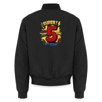 5th Birthday High Five Super Comic Number 5 Art - Unisex Bomberjacke - Schwarz - Hinten - AI Model Male 185 light (185cm)