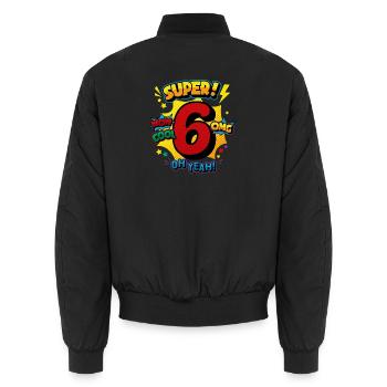 6th Birthday Super Six Comic Oh Yeah Burst Art - Unisex Bomberjacke - Schwarz - Hinten - AI Model Male 185 light (185cm)