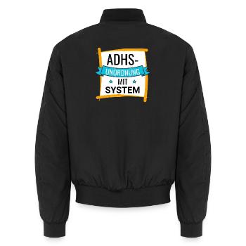 ADHS – Unordnung mit System - Unisex Bomberjacke - Schwarz - Hinten - AI Model Male 185 light (185cm)