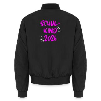 SCHULKIND 2026, EINSCHULUNG, ERSTKLÄSSLERIN, PINK - Unisex Bomberjacke - Schwarz - Hinten - AI Model Male 185 light (185cm)