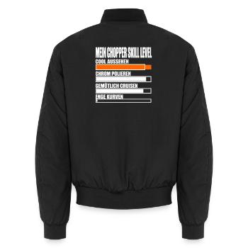 Mein Chopper Skill Level Biker Cruiser Motorrad - Unisex Bomberjacke - Schwarz - Hinten - AI Model Male 185 light (185cm)