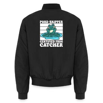 Frog Catcher Pond Skipper Frog - Unisex Bomberjacke - Schwarz - Hinten - AI Model Male 185 light (185cm)