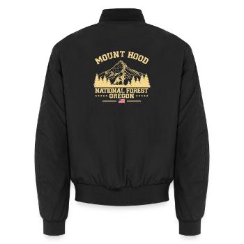 Mount Hood Waldsilhouette Oregon USA - Unisex Bomberjacke - Schwarz - Hinten - AI Model Male 185 light (185cm)