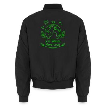 Less waste, more love. - Unisex Bomberjacke - Schwarz - Hinten - AI Model Male 185 light (185cm)