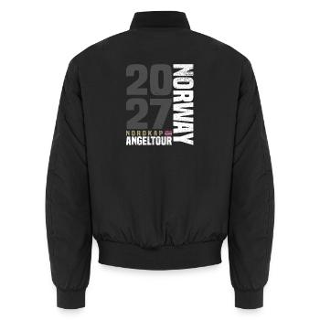 Norwegen Nordkap Angeltour 2027 - Unisex Bomberjacke - Schwarz - Hinten - AI Model Male 185 light (185cm)