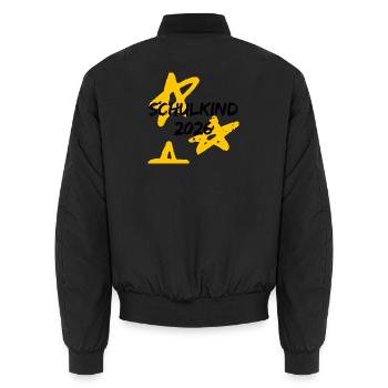 SCHULKIND 2026, EINSCHULUNG, ERSTKLÄSSLER GESCHENK - Unisex Bomberjacke - Schwarz - Hinten - AI Model Male 185 light (185cm)
