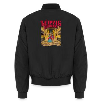 City Leipzig Germany Historic Heart Dark Harmony - Unisex Bomberjacke - Schwarz - Hinten - AI Model Male 185 light (185cm)