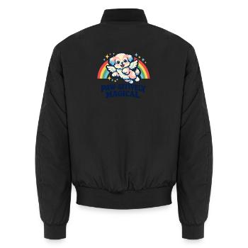 Paw-sitiv magischer Kawaii-Engelhund-Regenbogen - Unisex Bomberjacke - Schwarz - Hinten - AI Model Male 185 light (185cm)