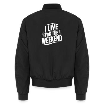 Ich lebe fürs Wochenende - Unisex Bomberjacke - Schwarz - Hinten - AI Model Male 185 light (185cm)