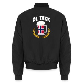 Norway Vacation Norge Fjords Scandinavian Beer - Unisex Bomberjacke - Schwarz - Hinten - AI Model Male 185 light (185cm)